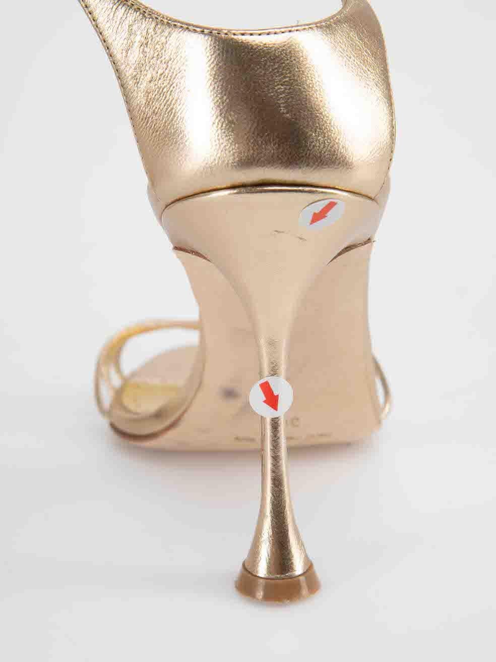 Manolo Blahnik Gold Leather Strap Sandals Size IT 38.5 1
