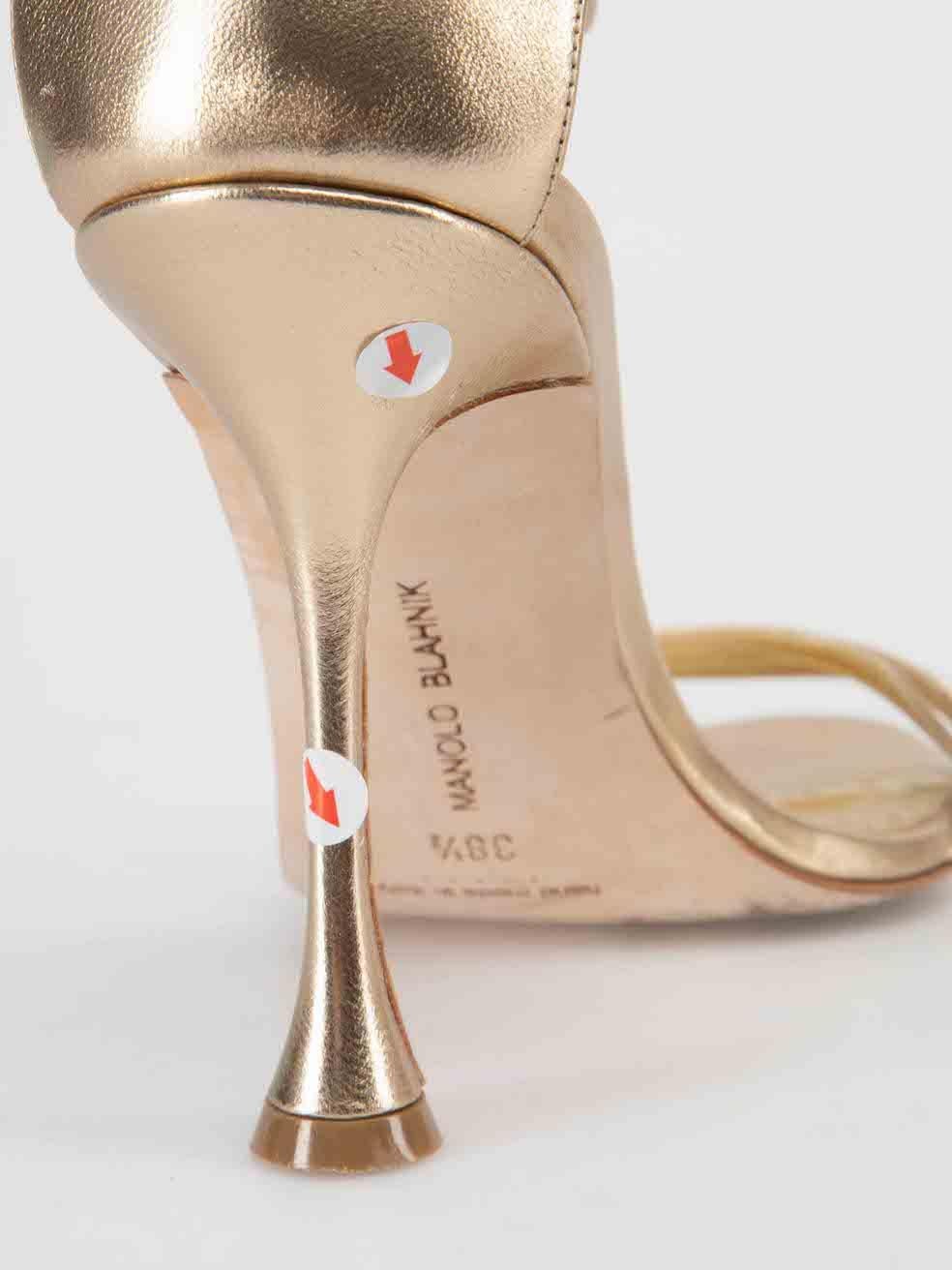 Manolo Blahnik Gold Leather Strap Sandals Size IT 38.5 2