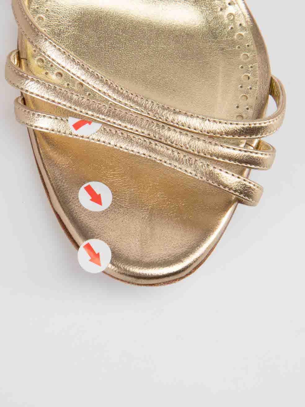 Manolo Blahnik Gold Leather Strap Sandals Size IT 38.5 3