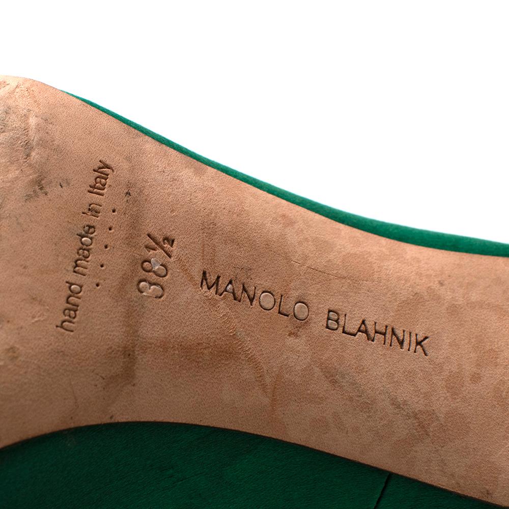 Manolo Blahnik Green Hangisi Satin Jewel Buckle Pumps - Size EU 38.5 4