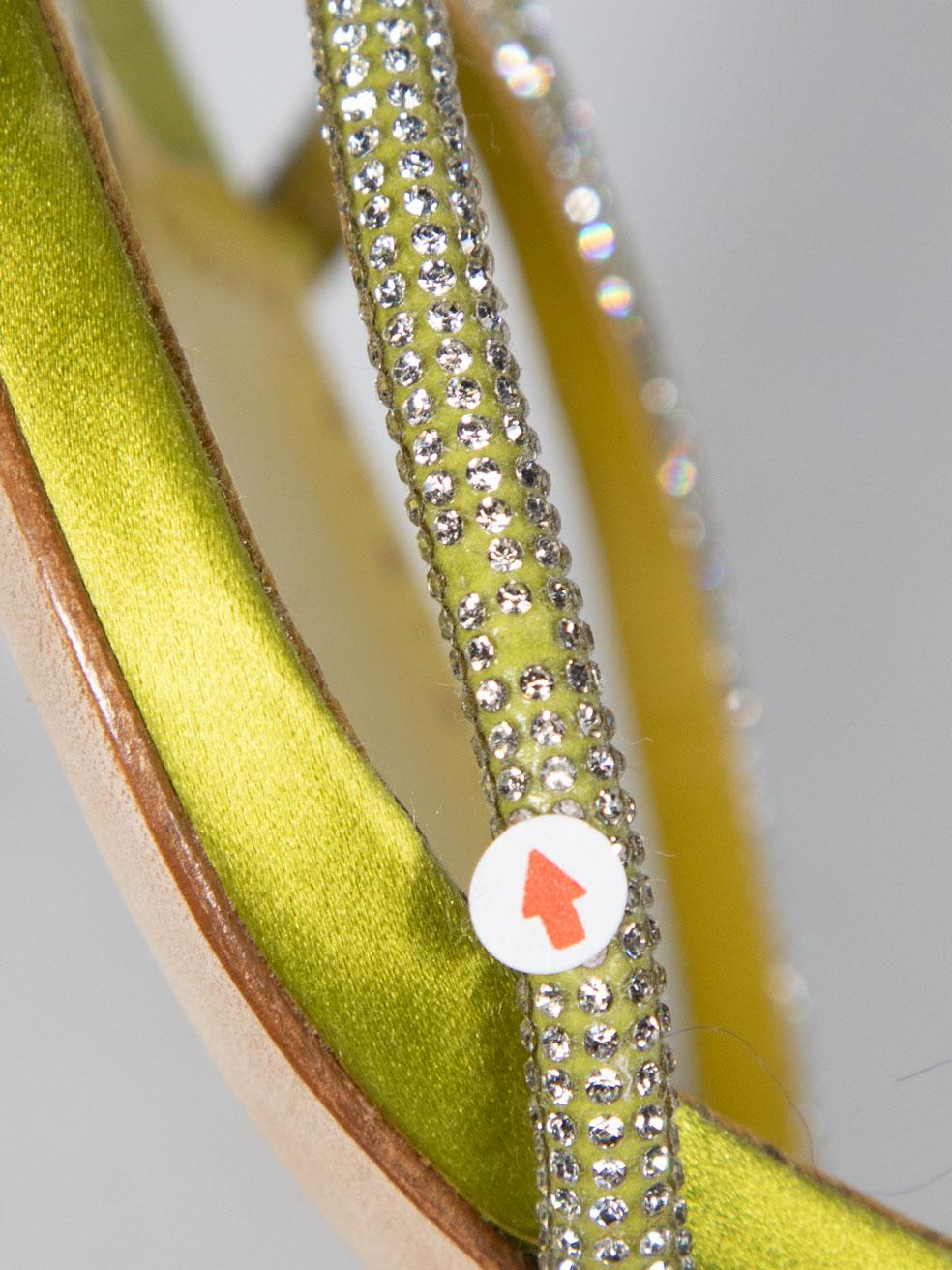 Manolo Blahnik Green Lucecry 50 Crystal Sandals Size IT 36.5 For Sale 1