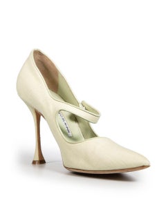 Manolo Blahnik Green Mary Jane Pointed Toe Pumps Size IT 40