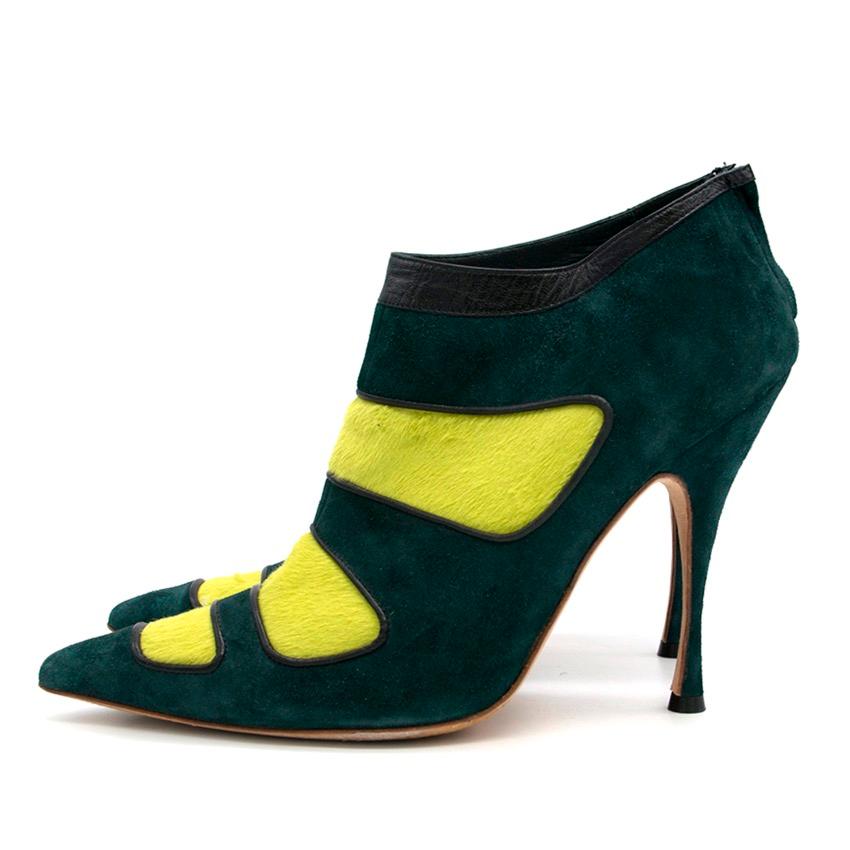 Manolo Blahnik Green Pony Hair Heels US 10 In Excellent Condition In London, GB