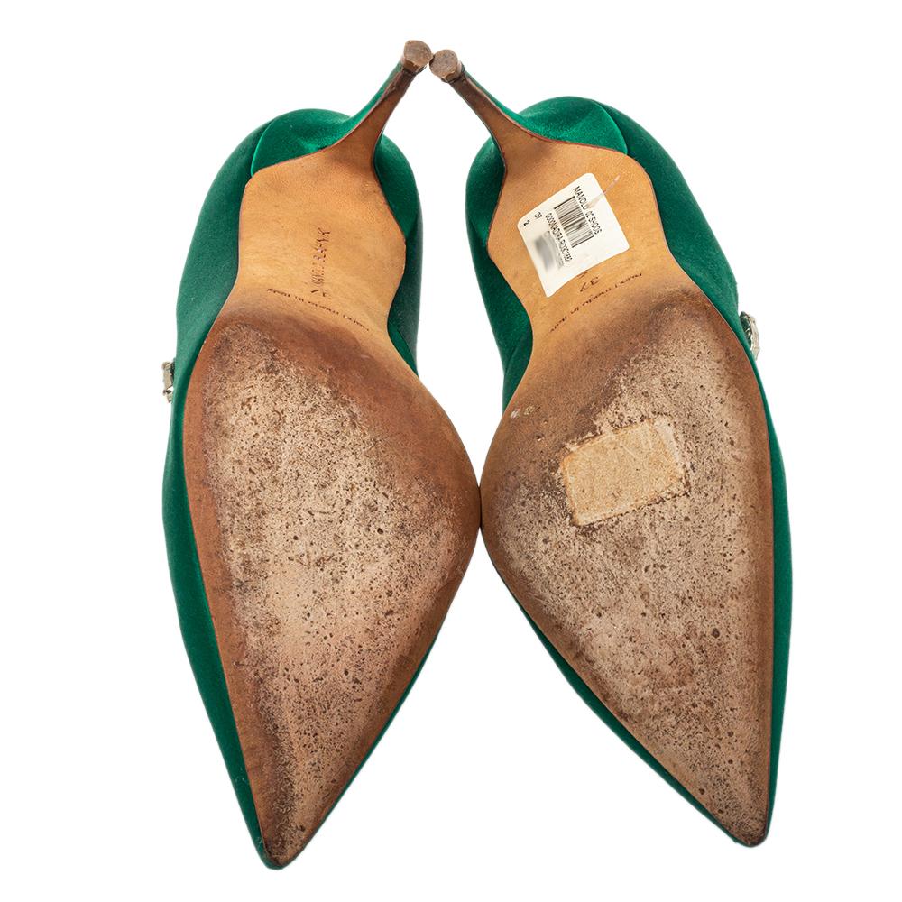 green satin pumps