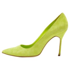 Manolo Blahnik Green Suede BB Pointed Toe Pumps Size 39