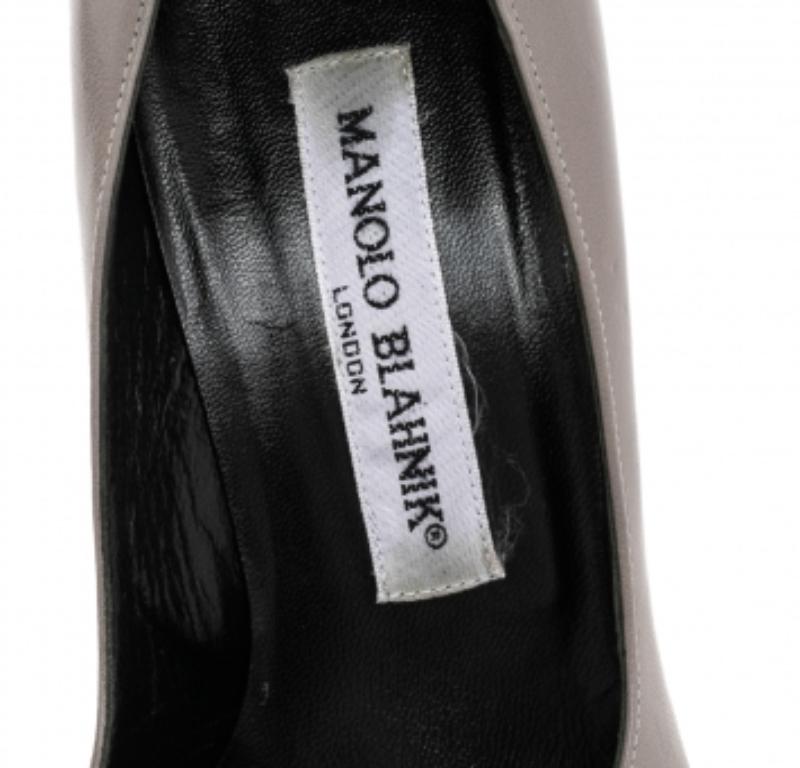 Manolo Blahnik Grey/Black Leather And Patent Leather Adra Pumps Size 39 1