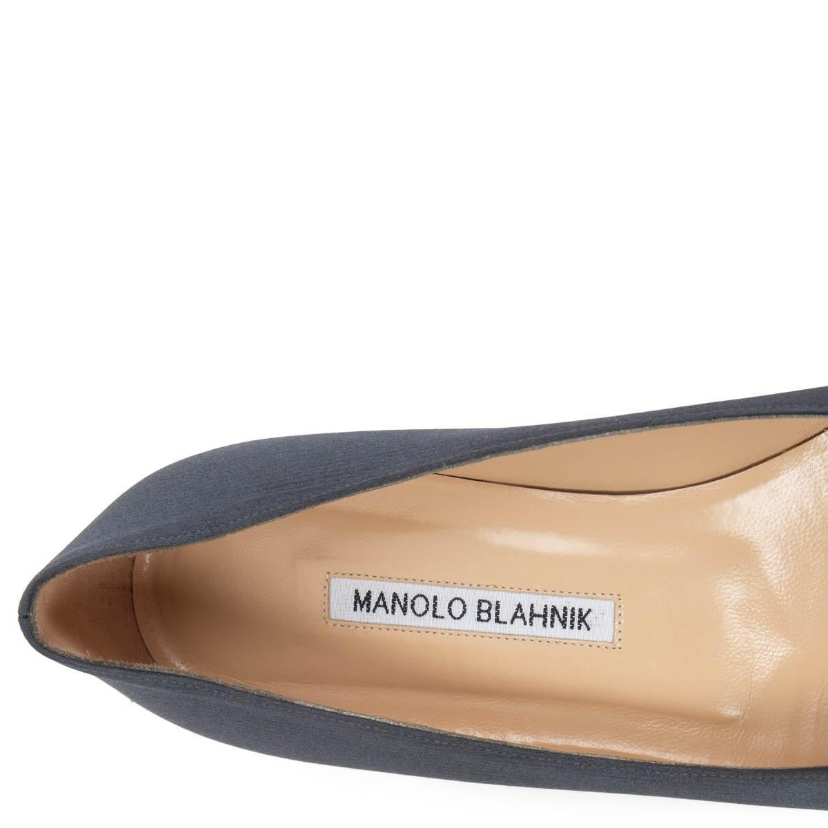 Women's MANOLO BLAHNIK grey SATIN EMBELLISHED Ballet Flats Shoes 39 For Sale