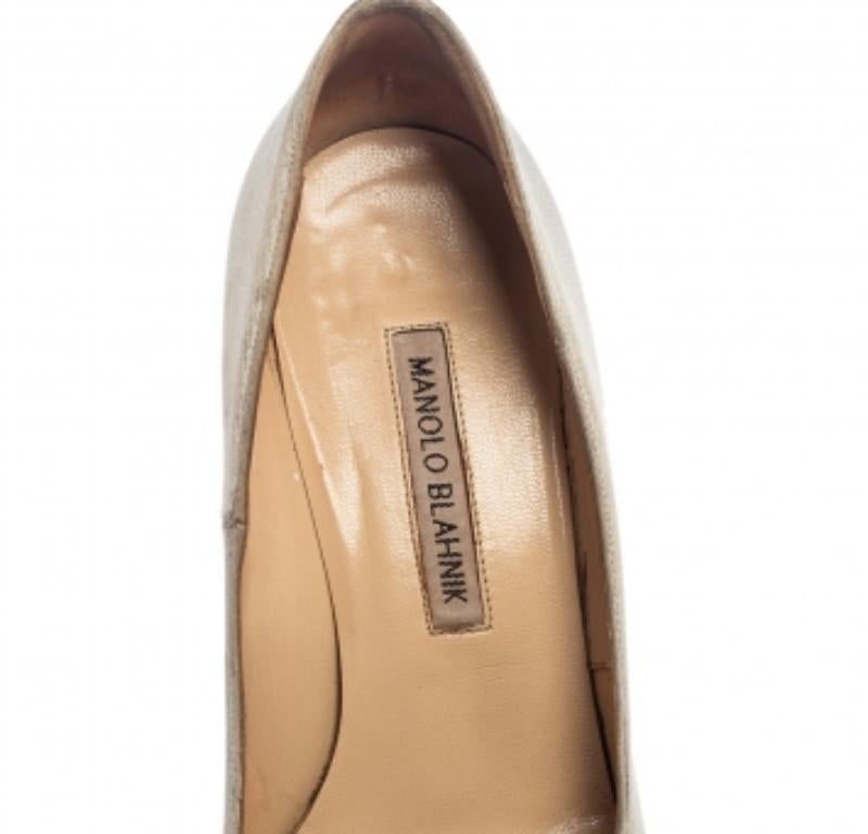 Brown Manolo Blahnik Grey Satin  'Eufrasia' Pumps Size 38