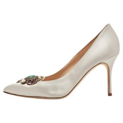 Manolo Blahnik Grey Satin Eufrasia Pumps Size 39.5