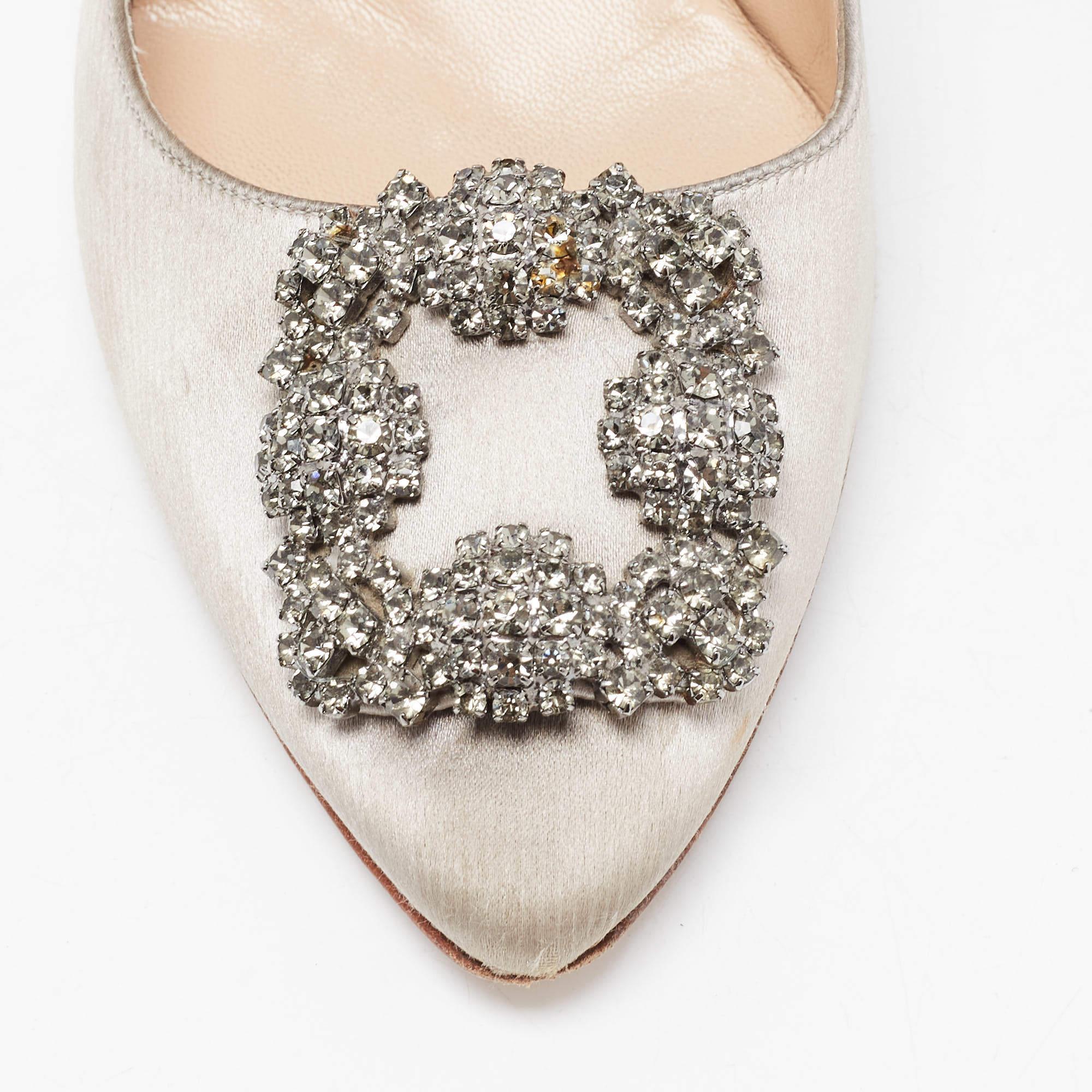 Manolo Blahnik Grey Satin Hangisi Pumps Size 38 1