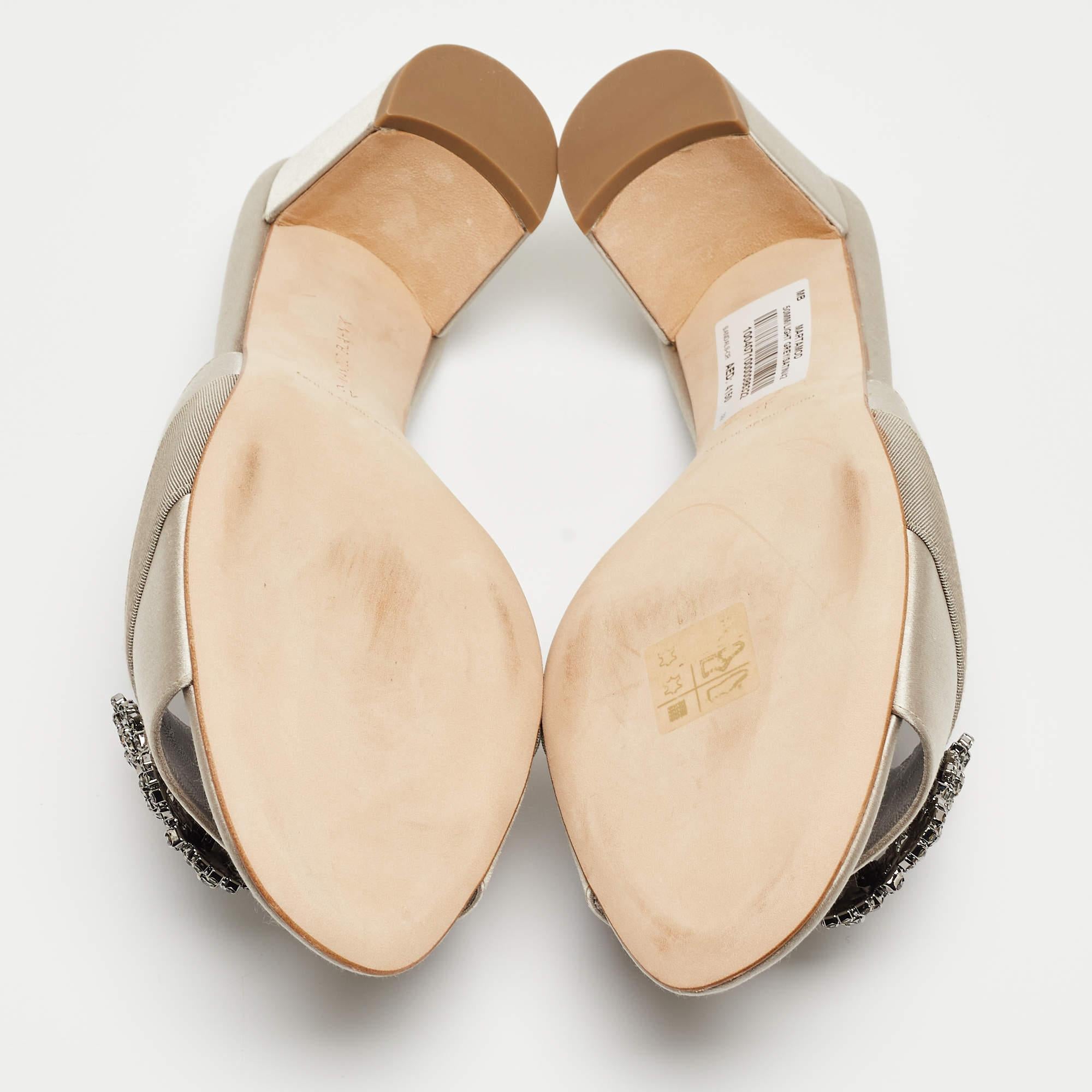 Manolo Blahnik Grey Satin Martamod Slide Sandals Size 42 4