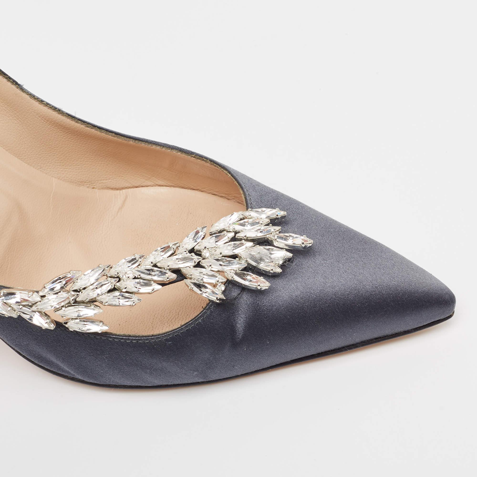 Manolo Blahnik Grey Satin Nadira Pumps Size 40 2