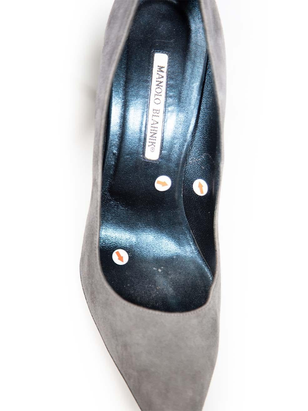 Manolo Blahnik Grey Suede Point-Toe Pumps Size IT 41 2