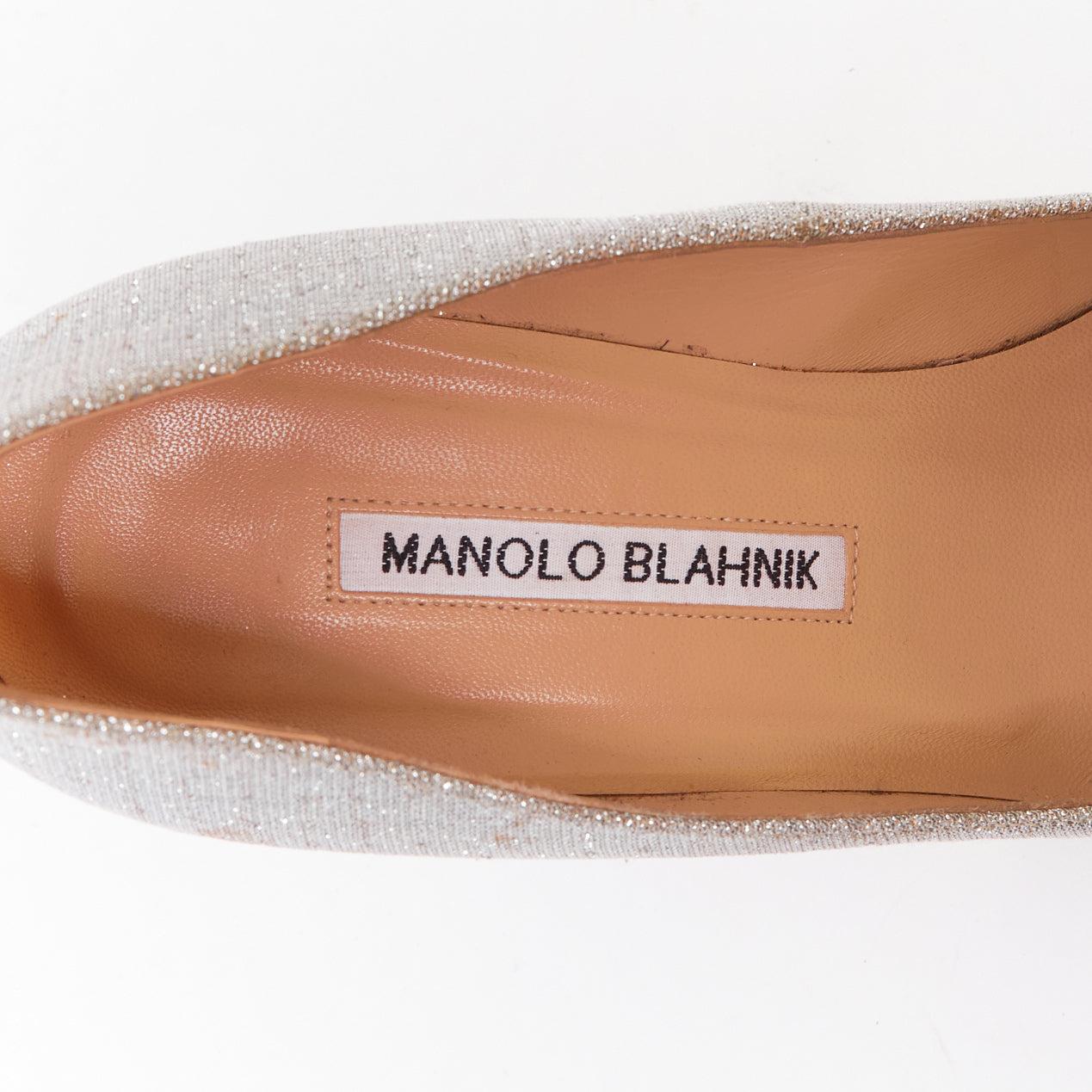 MANOLO BLAHNIK Hangisi 90 argent cristal embellis talons pailletés EU37 en vente 4