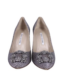 Manolo Blahnik Hangisi Crystal Buckle Pumps - EU 37