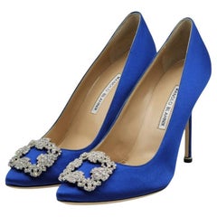 Manolo Blahnik - Hangisi - Escarpins en satin en bleu