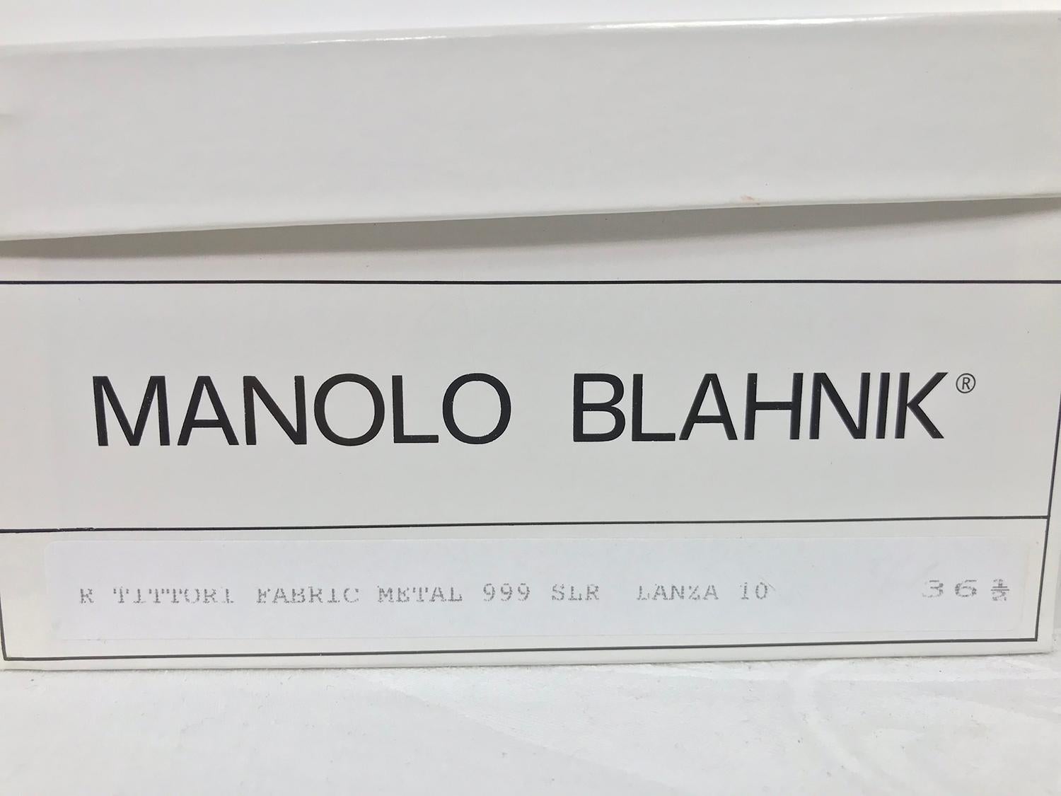 Manolo Blahnik Jewel Silver Metallic Pointed Toe Ballet Flats 36 1/2 1