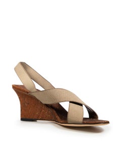 Manolo Blahnik Khaki Strappy Wedge Sandals Size IT 38
