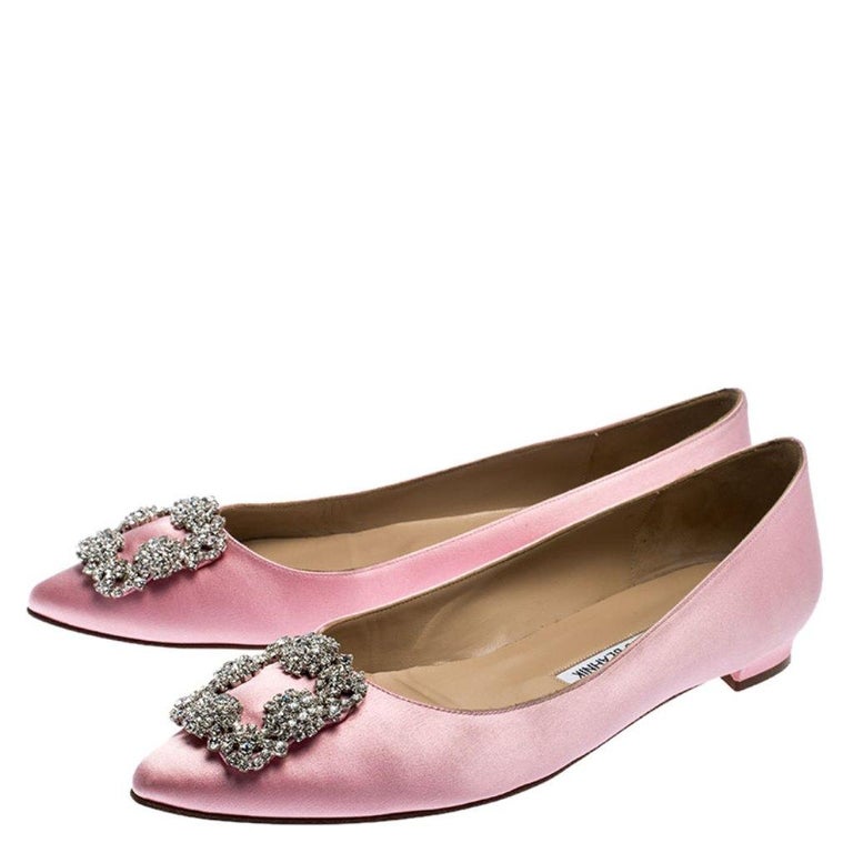 Manolo Blahnik Light Pink Satin Hangisi Ballet Flats Size 39 For Sale ...