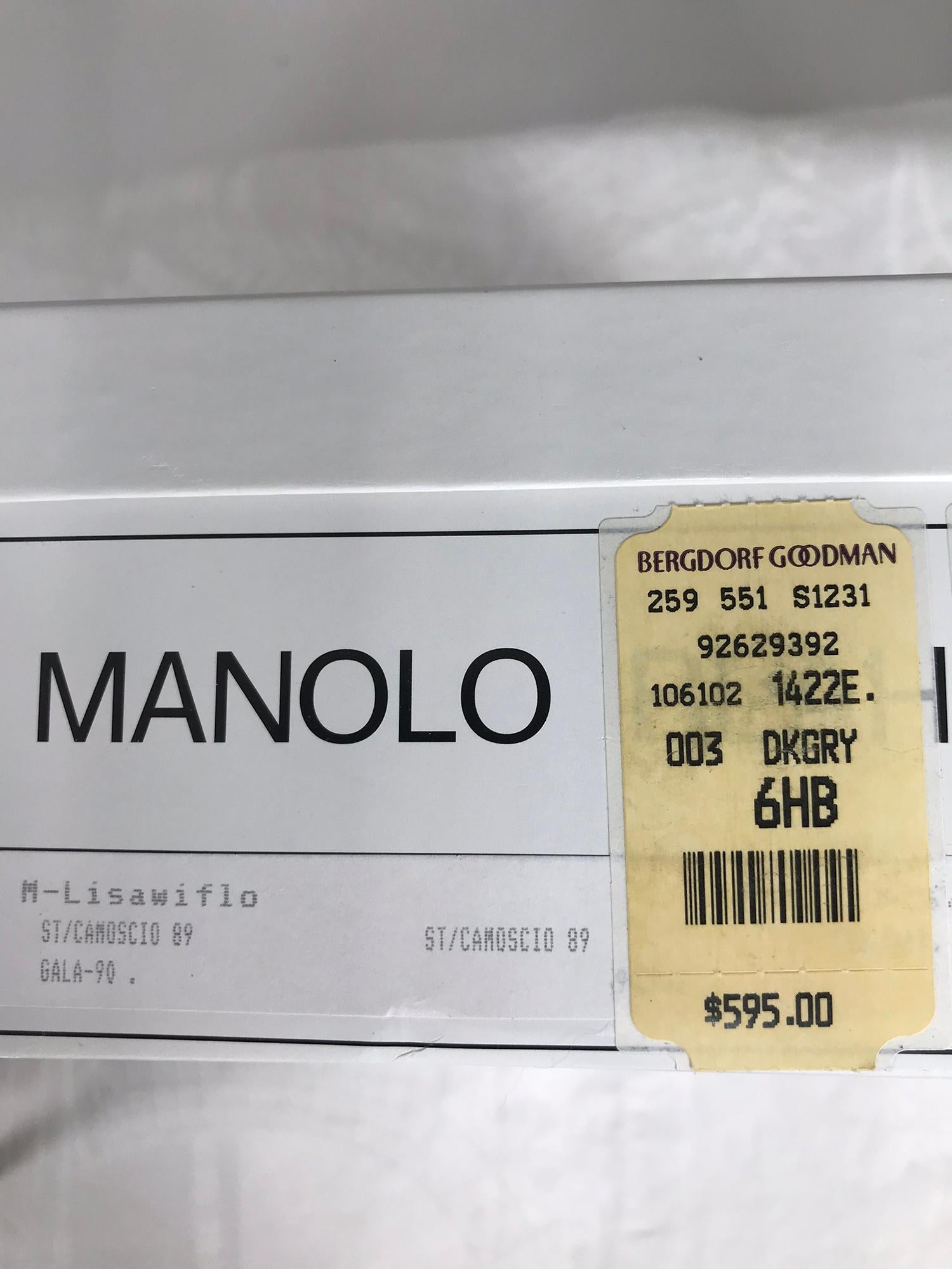 Manolo Blahnik Lisa with Flower Black Suede High Heel Pumps 36 1/2M For Sale 1