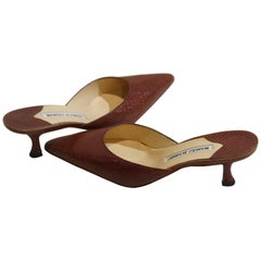 Manolo Blahnik Lizard Skin Mule Shoes