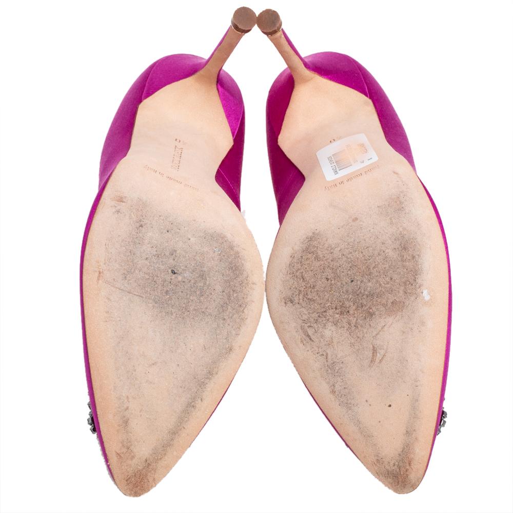 Manolo Blahnik Magenta Satin Hangisi Pumps Größe 40 1