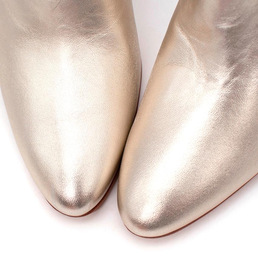 Women's Manolo Blahnik Metallic Gold Heeled Ankle Boots For Sale