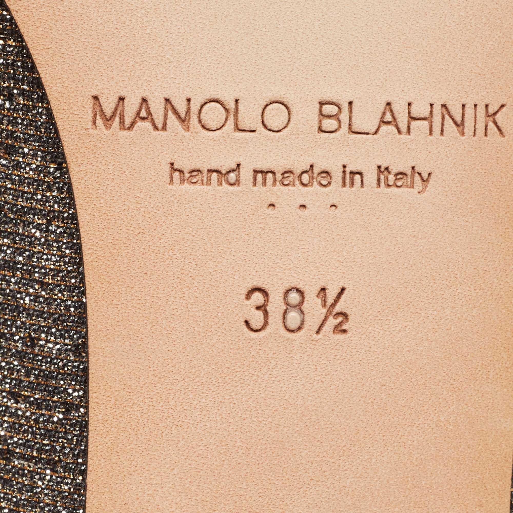 Manolo Blahnik Metallic Lurex Fabric Hangisi Ballet Flats Size 38.5 3