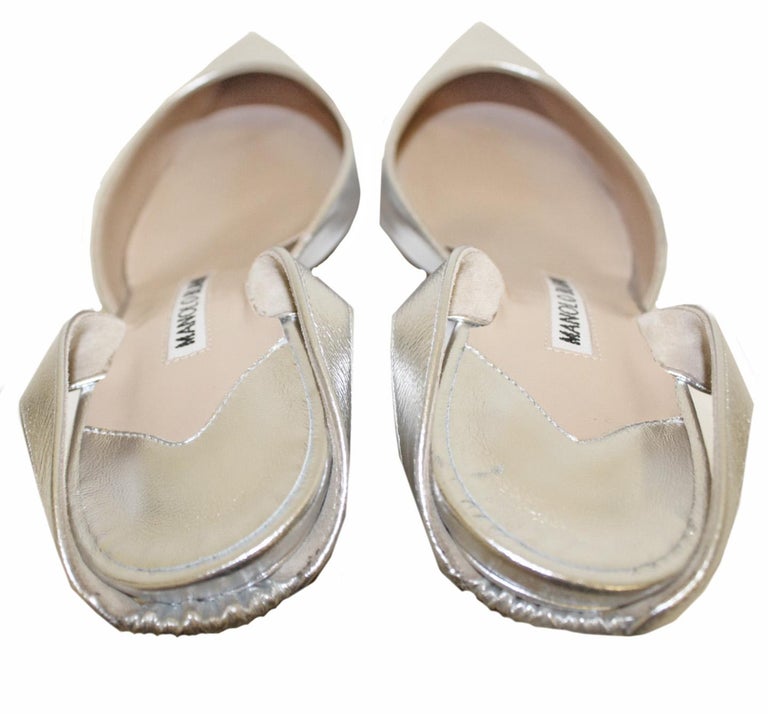manolo blahnik silver flats