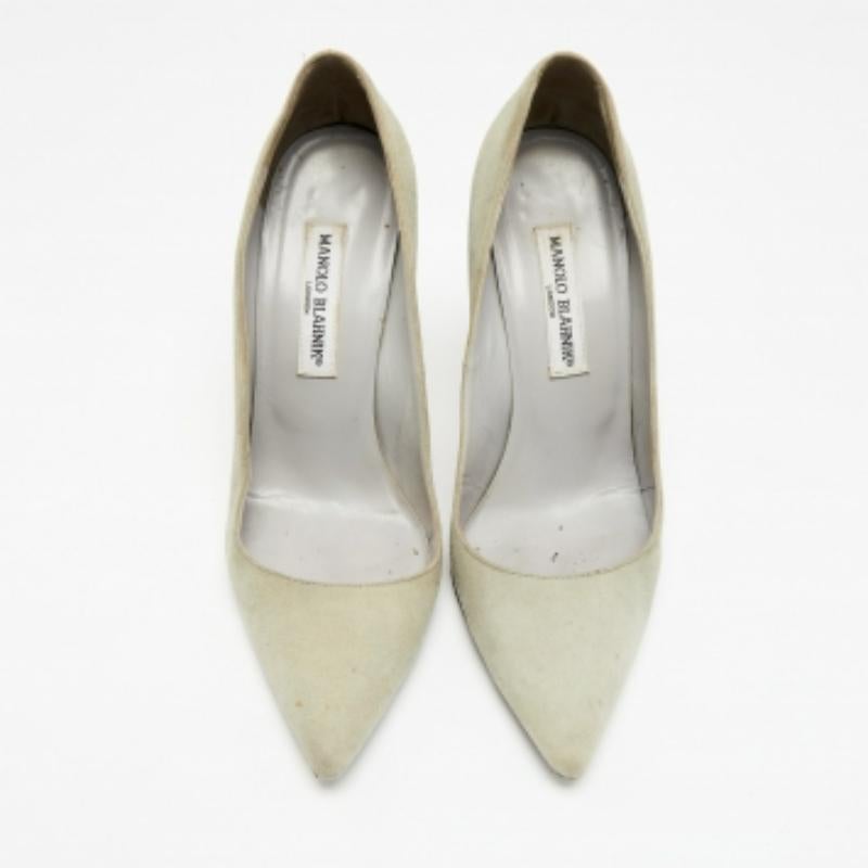 Donna Manolo Blahnik Pumps a punta BB in pelle scamosciata verde menta misura 39 in vendita