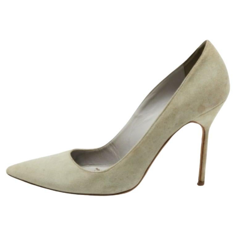 Manolo Blahnik Pumps a punta BB in pelle scamosciata verde menta misura 39 in vendita
