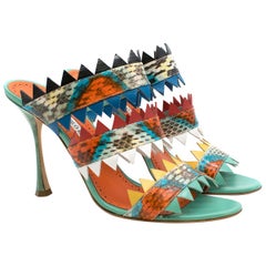 Manolo Blahnik multi coloured Arpege 105 snakeskin sandals SIZE 39