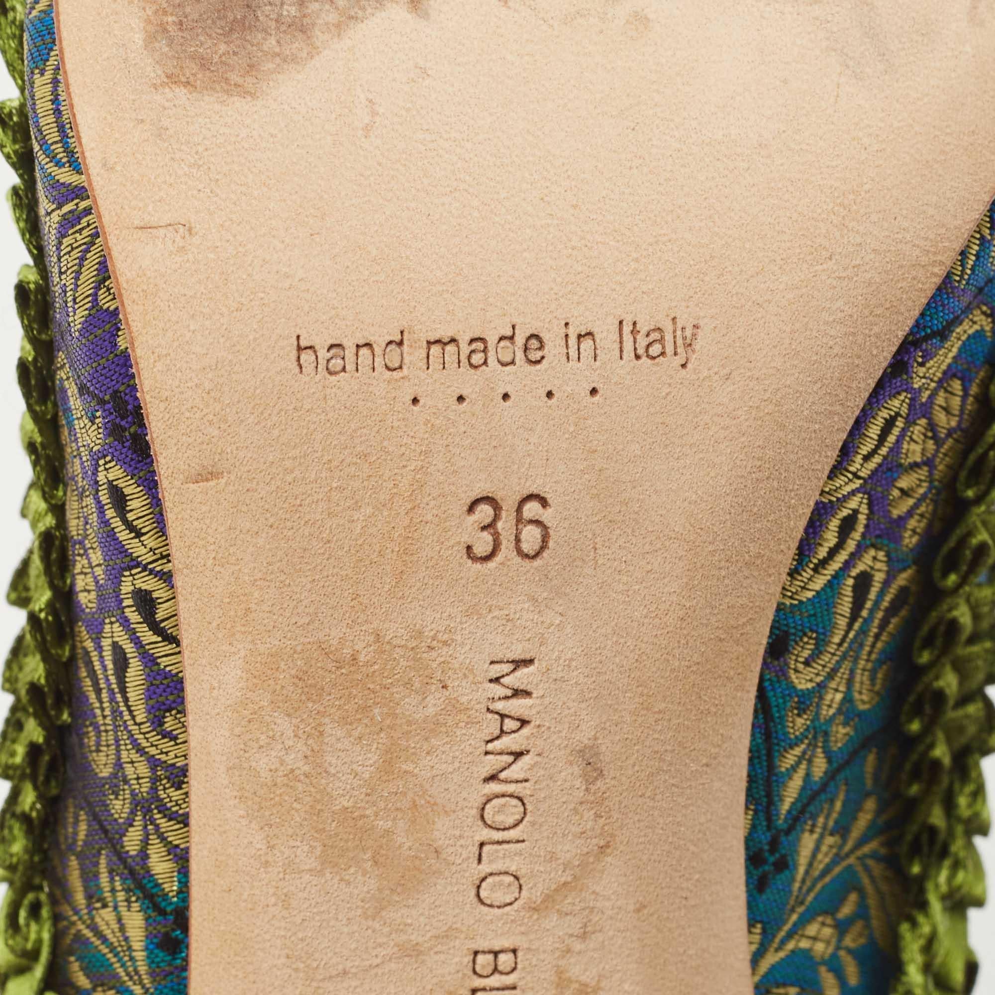 Manolo Blahnik Multicolor Brocade Fabric Hangisi Pointed Toe Pumps Size 36 3