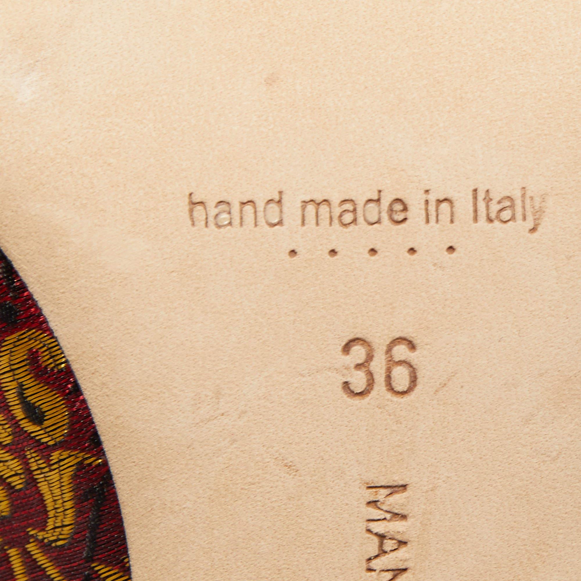 Manolo Blahnik Multicolor Brocade Fabric Hangisi Pointed Toe Pumps Size 36 3