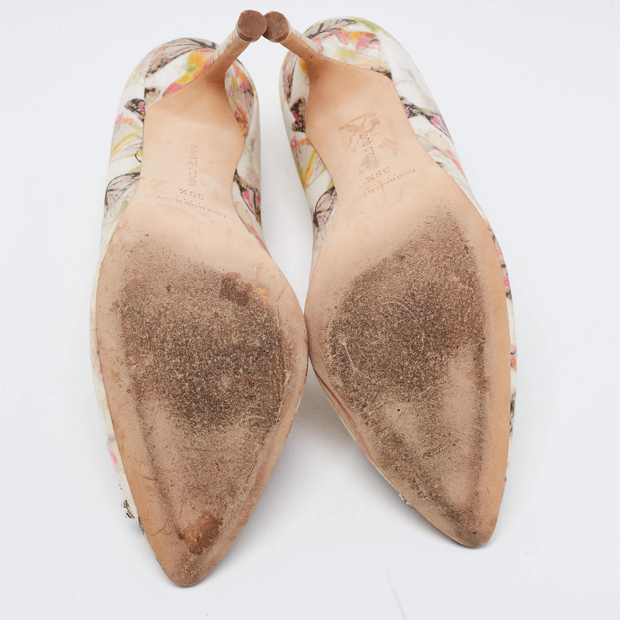 Manolo Blahnik Multicolor Butterfly Print Fabric Hangisi Pumps Size 39.5 1
