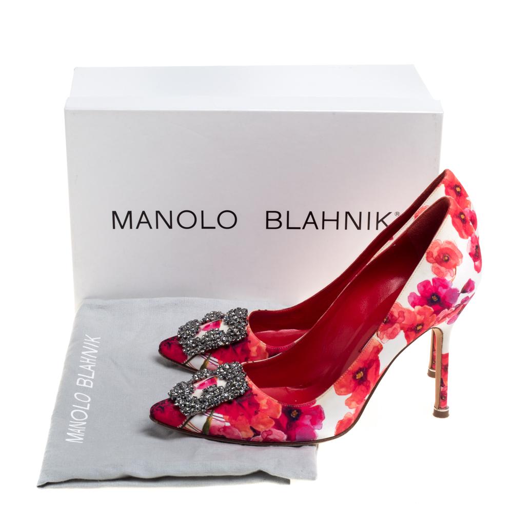 Manolo Blahnik Mehrfarbig Floral Satin Hangisi Pumps Größe 38.5 3