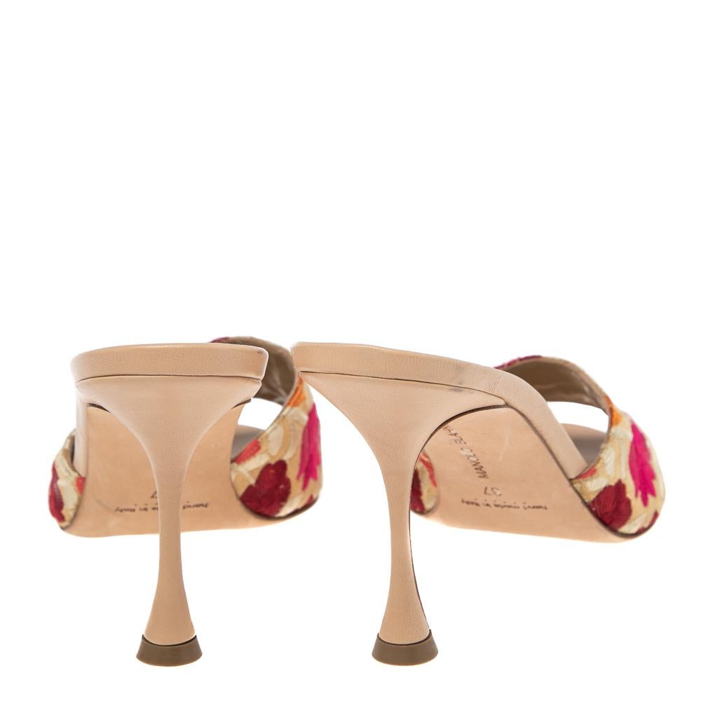Women's Manolo Blahnik Multicolor Lurex Fabric Sandals Size 37.5