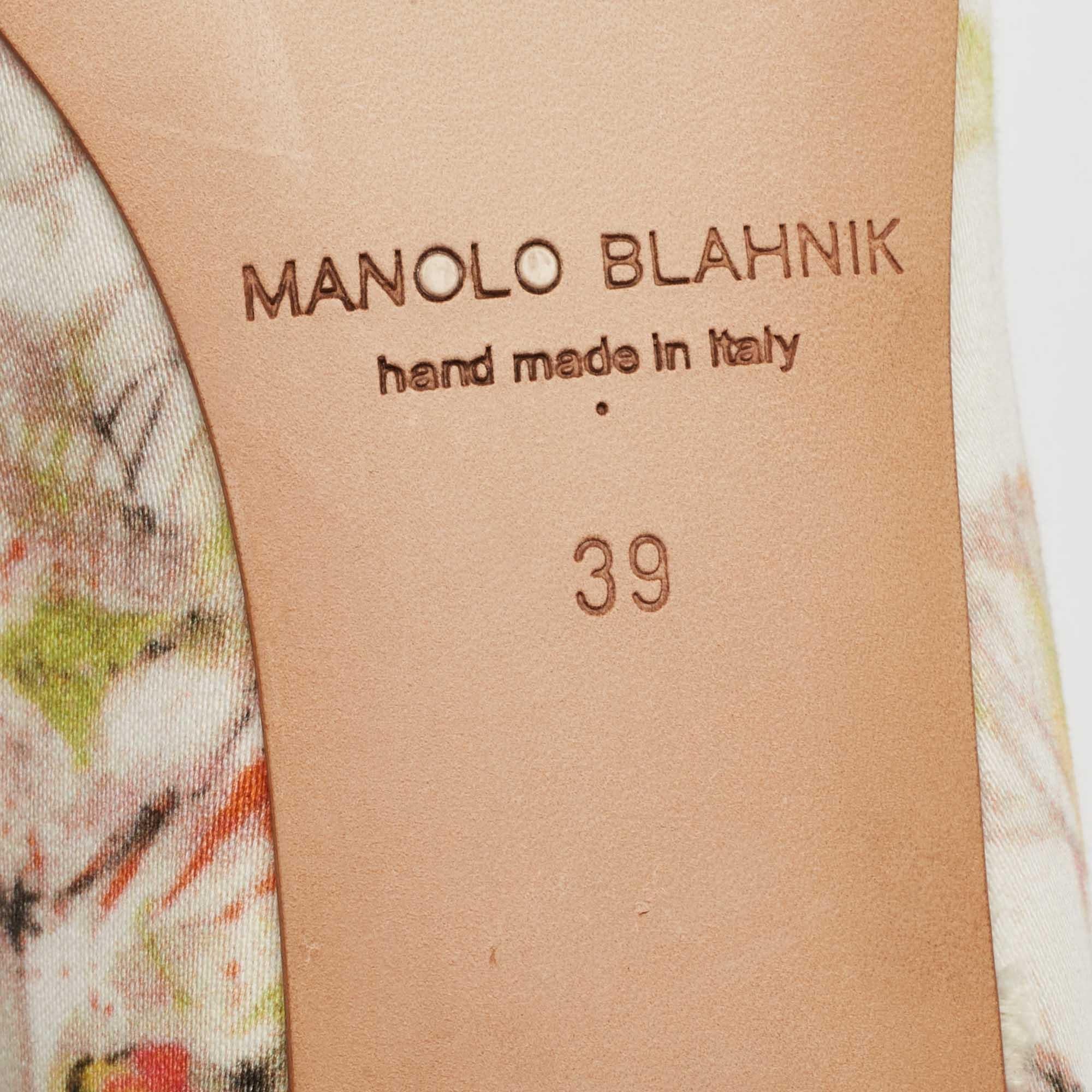 Manolo Blahnik Multicolor Satin Hangisi Ballet Flats Size 39 2