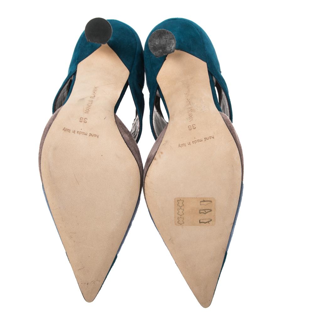 Manolo Blahnik Multicolor Suede Corias Pointed Toe Sandals Size 36 2