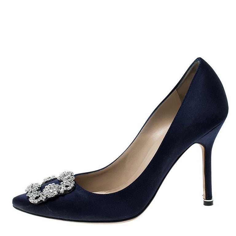 navy satin pumps