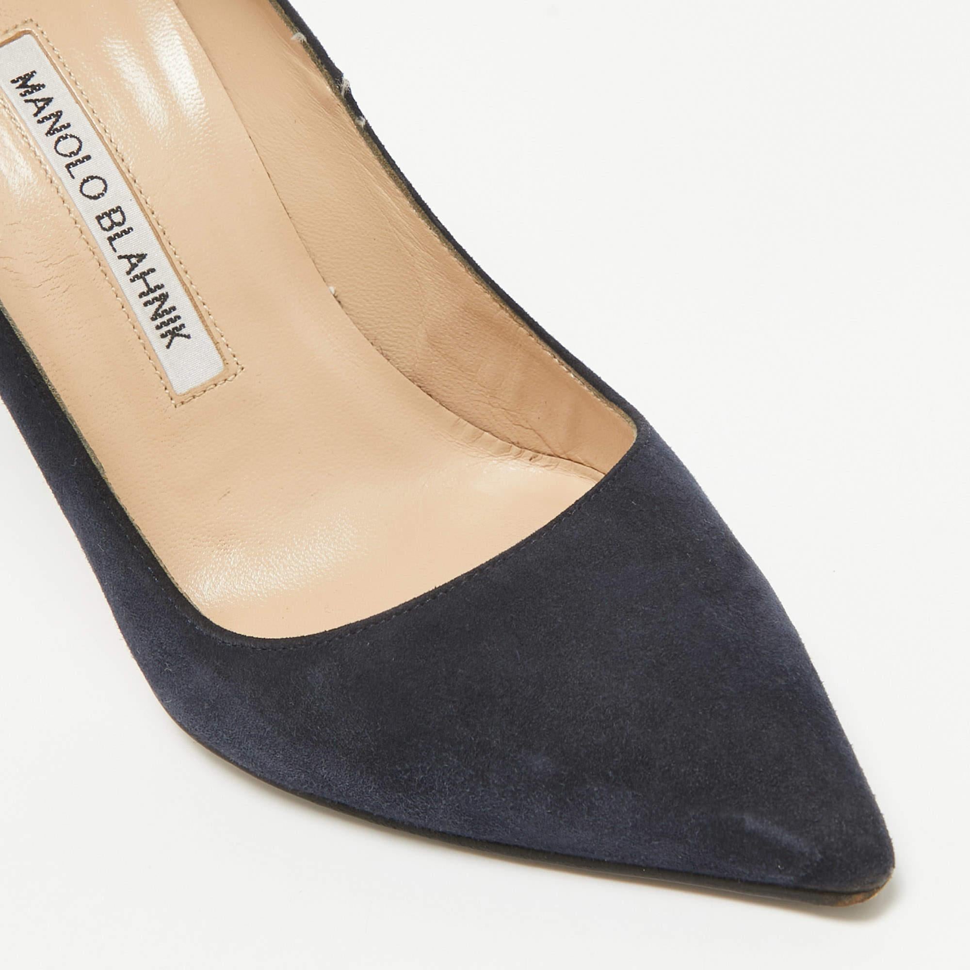 Manolo Blahnik Pumps BB in pelle scamosciata blu navy misura 36 2