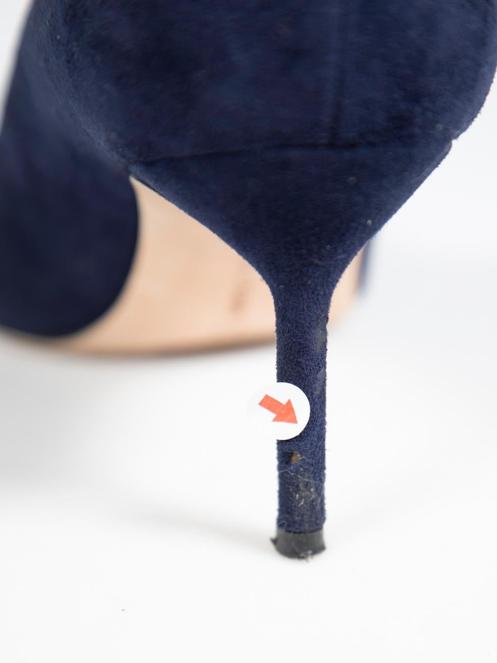 Manolo Blahnik Navy Suede Pointed-Toe Pumps Size IT 37 1