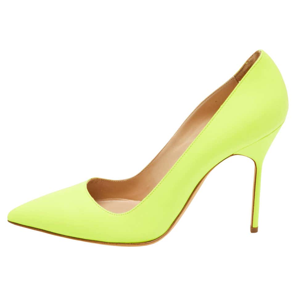 Neon Yellow Pumps - 3 For Sale on 1stDibs