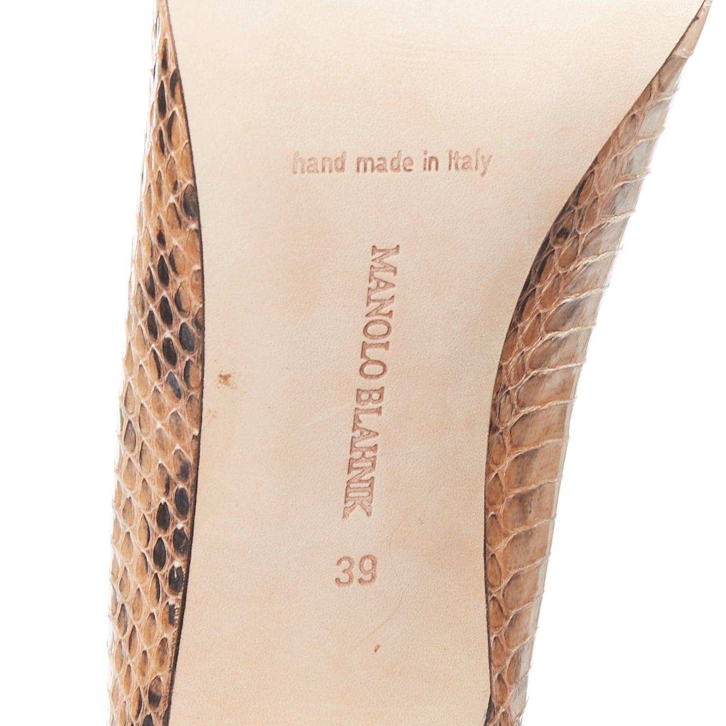 MANOLO BLAHNIK zapatos de tacón fino de piel escamada nude EU39 en venta 5