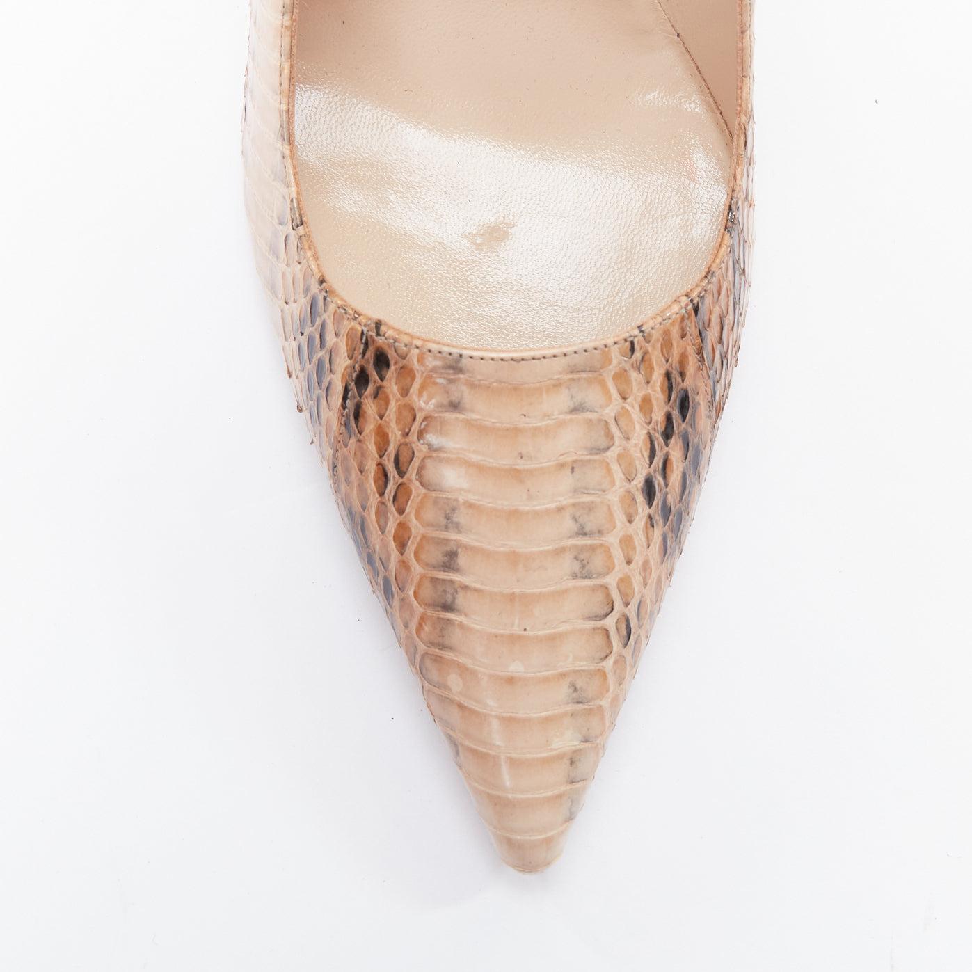 MANOLO BLAHNIK zapatos de tacón fino de piel escamada nude EU39 en venta 1