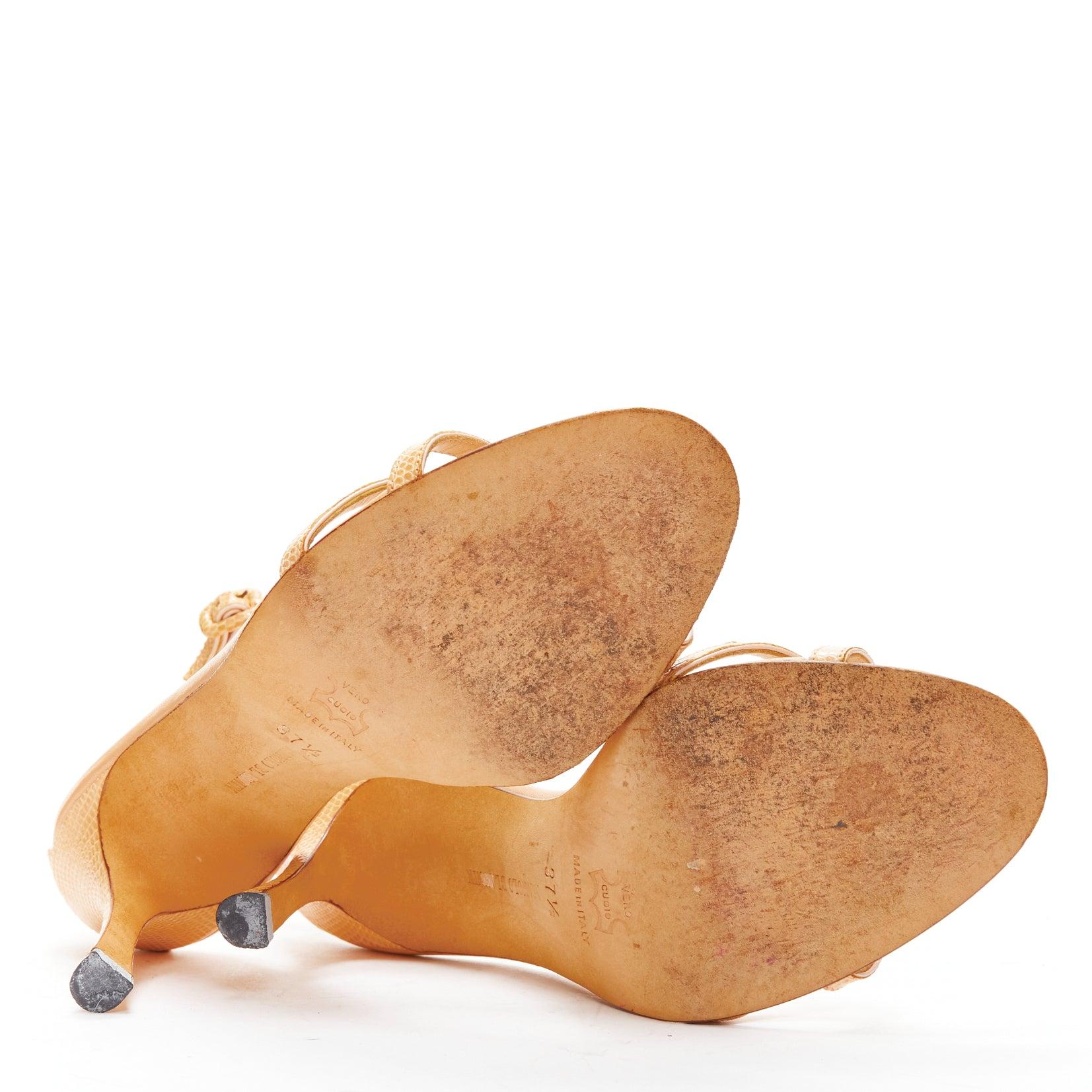 MANOLO BLAHNIK sandalias de tiras minimalistas de piel escamada nude EU37.5 en venta 6