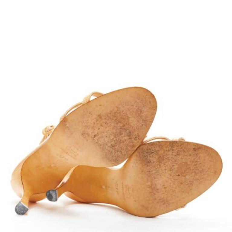 MANOLO BLAHNIK nude scaled leather minimal strappy sandals EU37.5 6