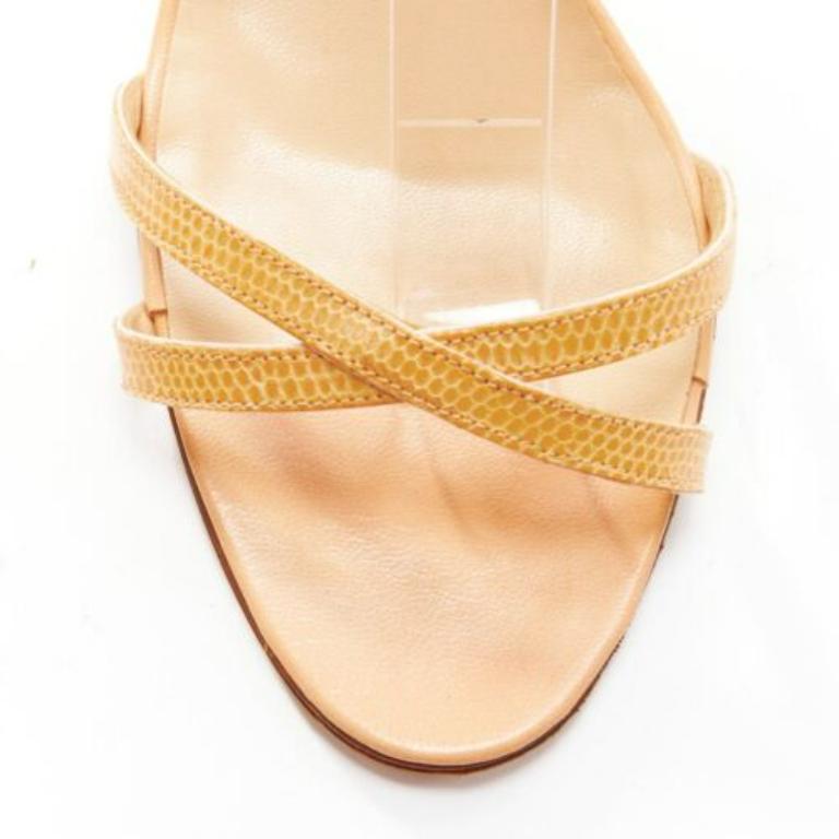 MANOLO BLAHNIK nude scaled leather minimal strappy sandals EU37.5 1