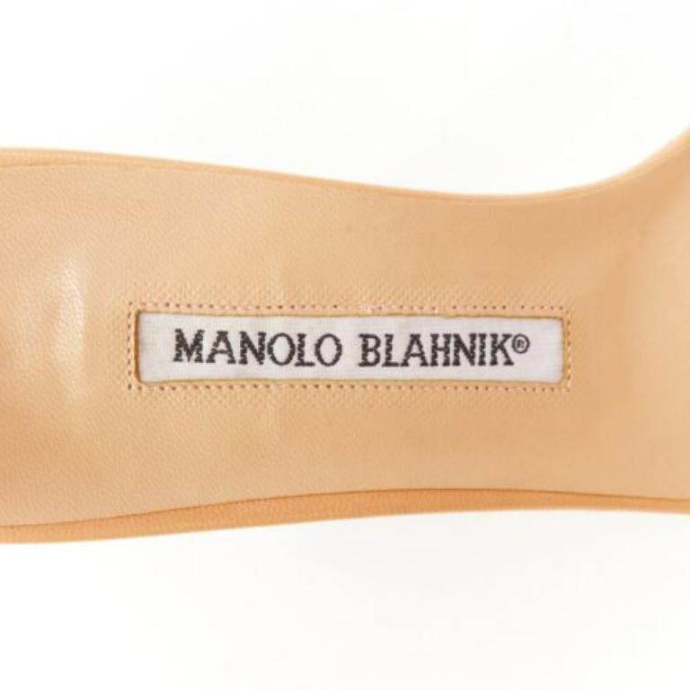 MANOLO BLAHNIK nude scaled leather minimal strappy sandals EU37.5 4