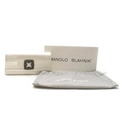 Manolo Blahnik Off-white Satin Jewel Buckle Clutch